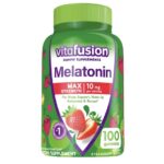 Vitafusion Max Strength Melatonin Gummy Supplements, Strawberry Flavored, 10 mg, 50 Day Supply, 100 Count