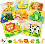 Toy Life Toddler Puzzles 8 Piece Wooden Puzzles for Toddlers 1-3, Puzzle 2 Year Old