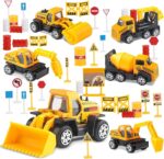 TOY Life 28 PCS Construction Toys Construction Cake Topper, Small Construction Vehicles, Sandbox Toys for Boys