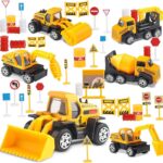 TOY Life 28 PCS Construction Toys Construction Cake Topper, Small Construction Vehicles, Sandbox Toys for Boys