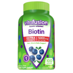vitafusion Extra Strength Biotin Gummy Vitamins, Berry Flavored, 5,000 mcg Biotin Vitamins, 50 Day Supply, 100 Count