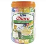 INABA Churu Cat Treats, Grain-Free, Lickable, Squeezable Creamy Purée Cat Treat/Topper with Vitamin E & Taurine, 50 Tubes